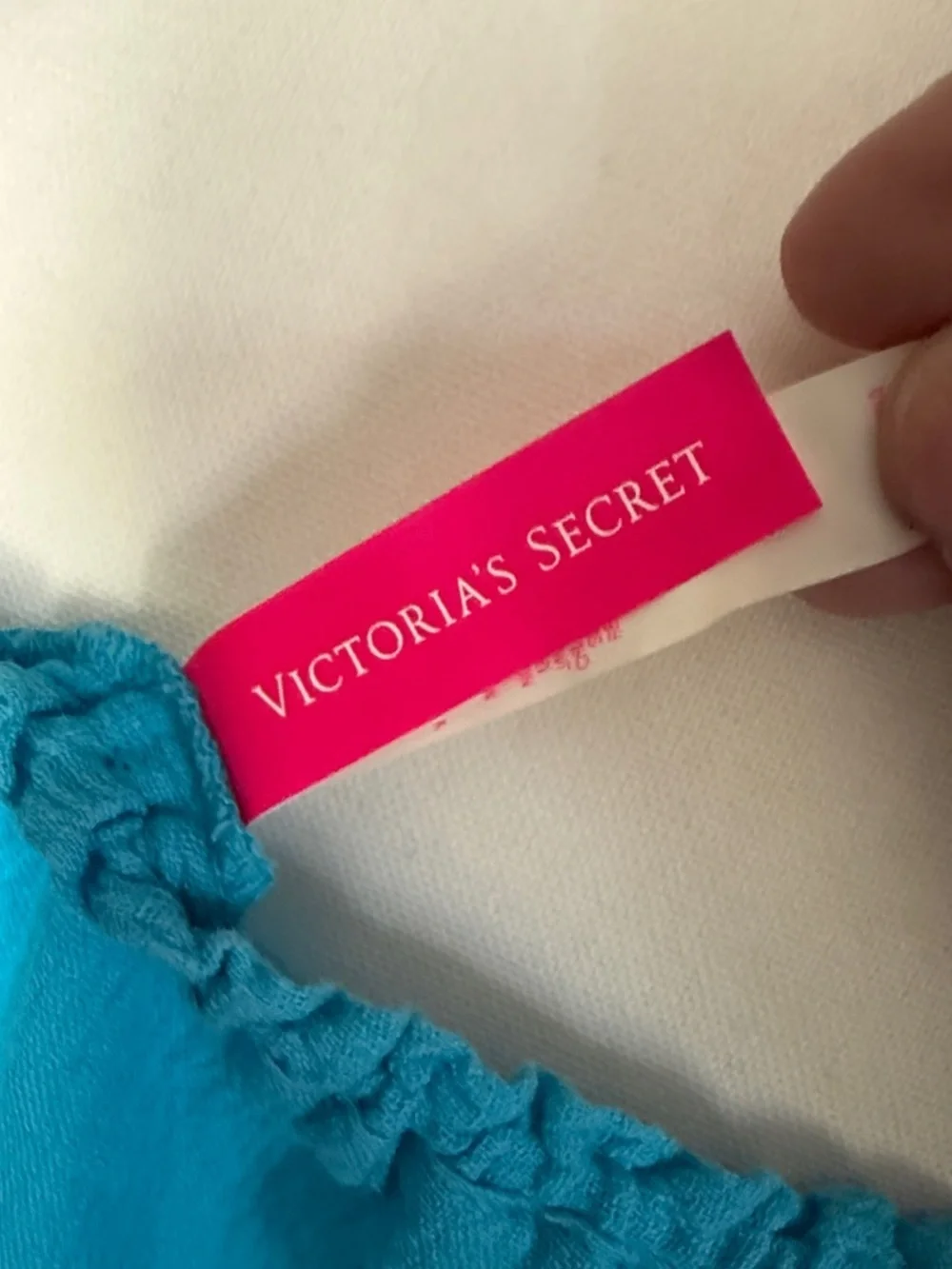 VICTORIA'S SECRET Swim Cover-Up Dress Cotton Off-Shoulder Turquoise Blue Size M